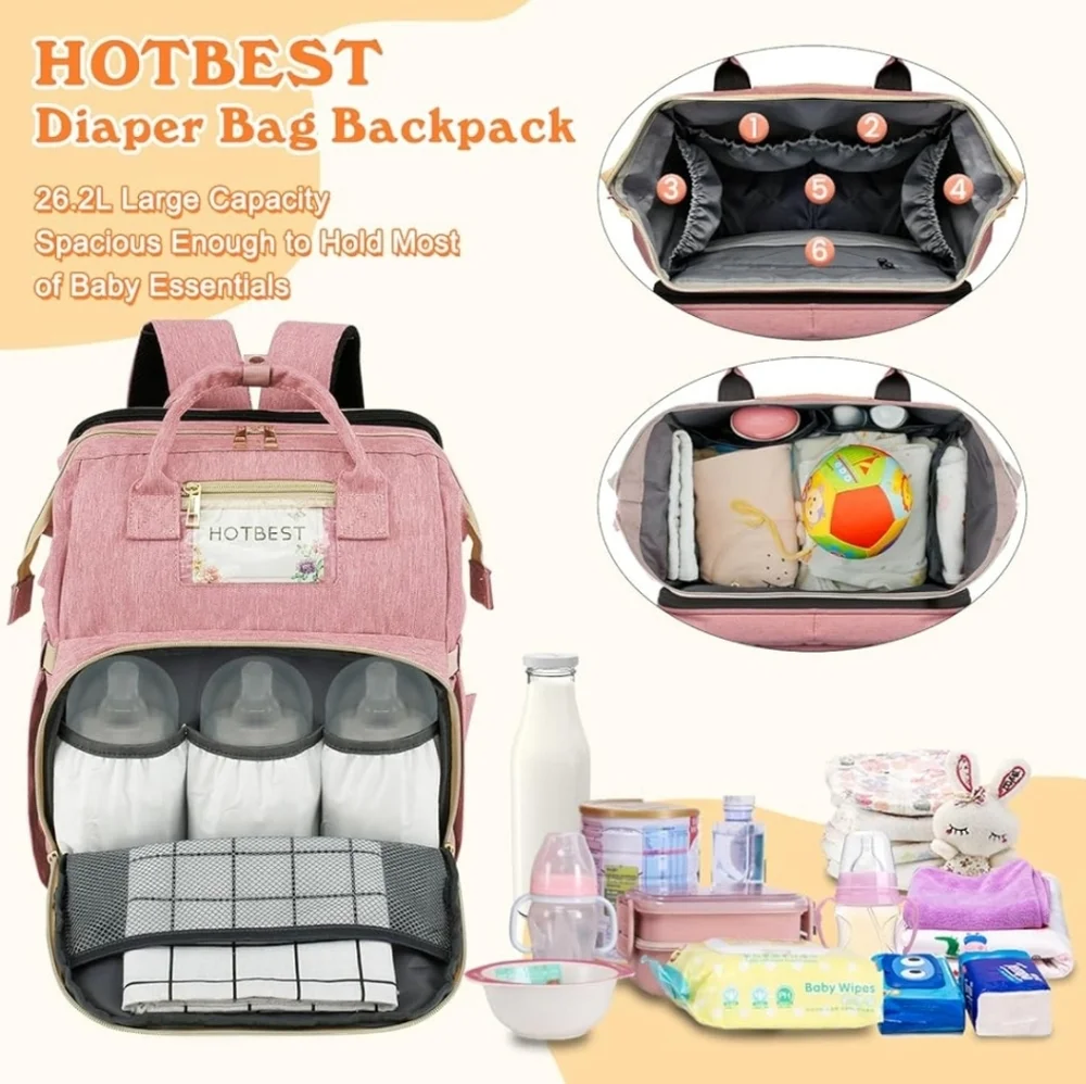 NWT HOTBEST PINK 💕 Diaper Bag Backpack, Diaper Bags, Multifunction
